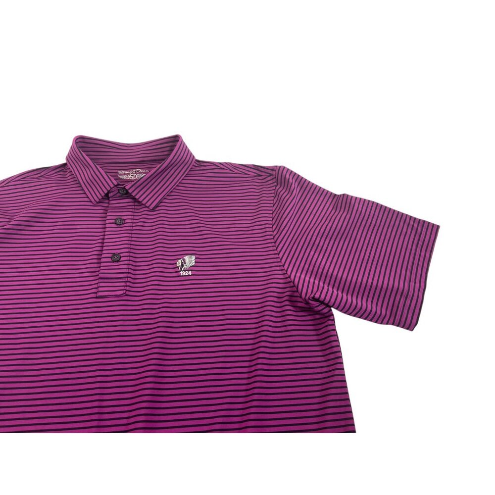 Straight Down Polo Shirt Mens‎ Large Purple Stripe Performance Golf Course